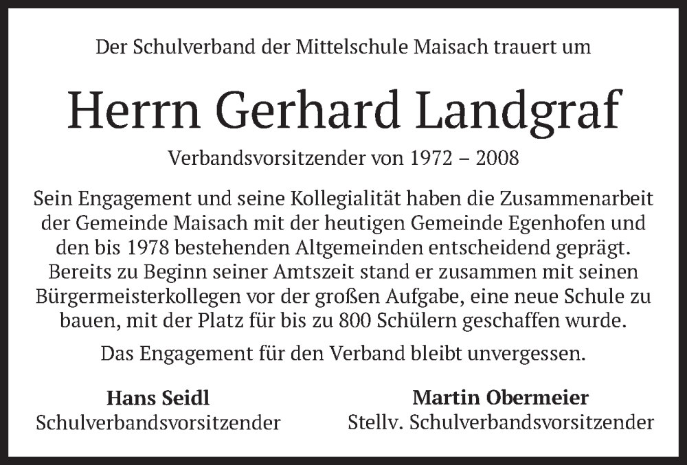  Traueranzeige für Gerhard Landgraf vom 13.07.2024 aus merkurtz