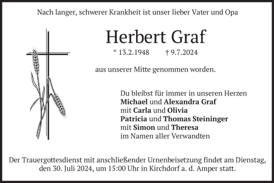 Traueranzeige von Herbert Graf von merkurtz