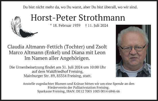Traueranzeige von Horst-Peter Strothmann von merkurtz
