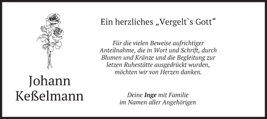 Traueranzeige von Johann Keßelmann von merkurtz