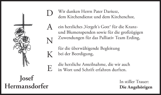 Traueranzeige von Josef Hermansdorfer von merkurtz