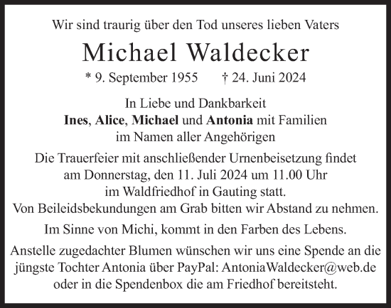 Traueranzeige von Michael Waldecker von merkurtz