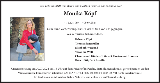 Traueranzeige von Monika Köpf von merkurtz