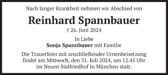 Traueranzeige von Reinhard Spannbauer von merkurtz