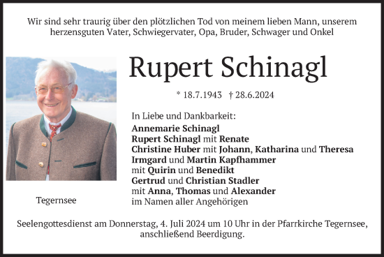 Traueranzeige von Rupert Schinagl von merkurtz