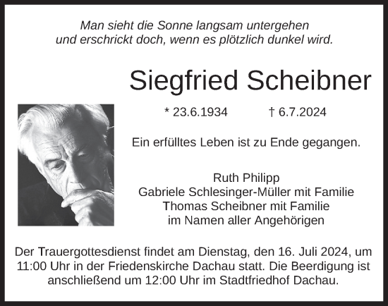 Traueranzeige von Siegfried Scheibner von merkurtz
