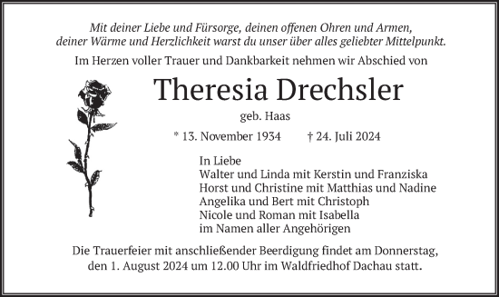 Traueranzeige von Theresia Drechsler von merkurtz