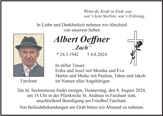 Traueranzeige von Albert Oeffner von merkurtz