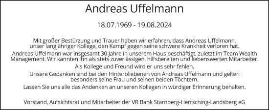 Traueranzeige von Andreas Uffelmann von merkurtz