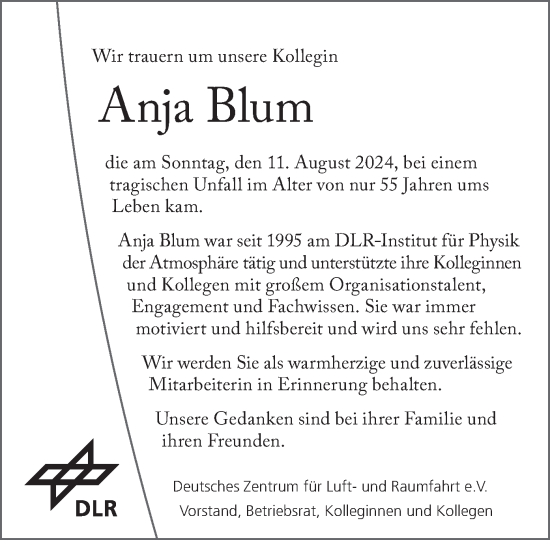 Traueranzeige von Anja Blum von merkurtz