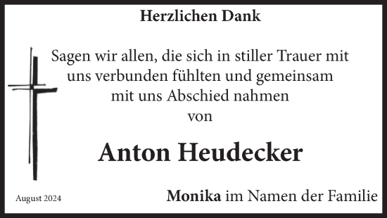 Traueranzeige von Anton Heudecker von merkurtz