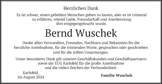Traueranzeige von Bernd Wuschek von merkurtz