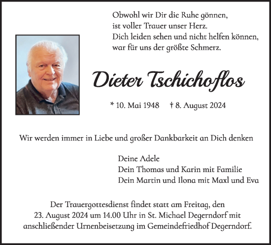 Traueranzeige von Dieter Tschichoflos von merkurtz