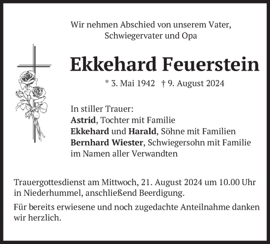 Traueranzeige von Ekkehard Feuerstein von merkurtz