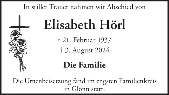Traueranzeige von Elisabeth Hörl von merkurtz
