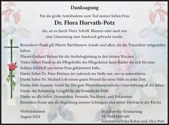 Traueranzeige von Flora Horvath-Potz von merkurtz