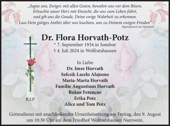 Traueranzeige von Flora Horvath-Potz von merkurtz