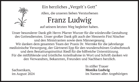 Traueranzeige von Franz Ludwig von merkurtz