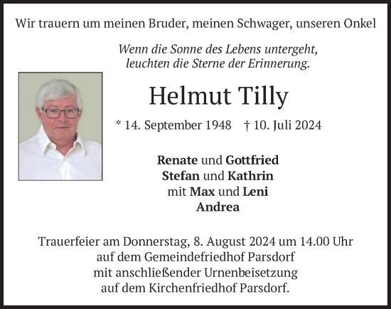 Traueranzeige von Helmut Tilly von merkurtz