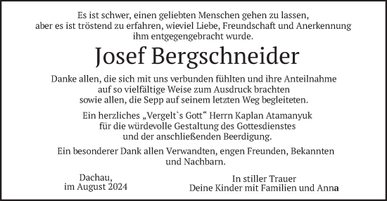 Traueranzeige von Josef Bergschneider von merkurtz