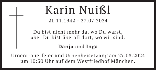 Traueranzeige von Karin Nuißl von merkurtz