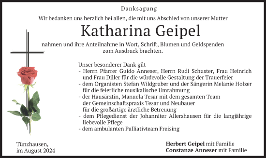 Traueranzeige von Katharina Geipel von merkurtz