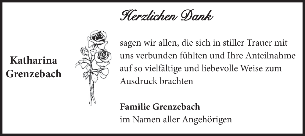 Traueranzeige für Katharina Grenzebach vom 17.08.2024 aus merkurtz