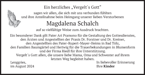 Traueranzeige von Magdalena Schalch von merkurtz