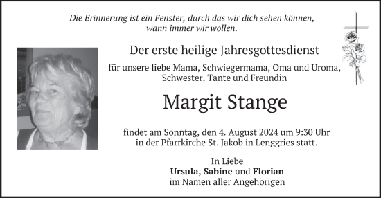 Traueranzeige von Margit Stange von merkurtz
