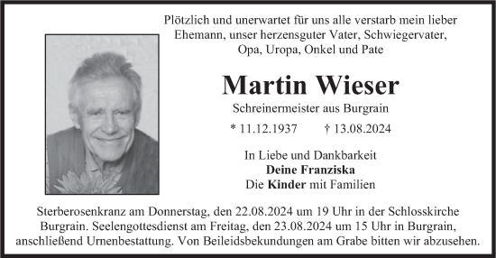 Traueranzeige von Martin Wieser von merkurtz