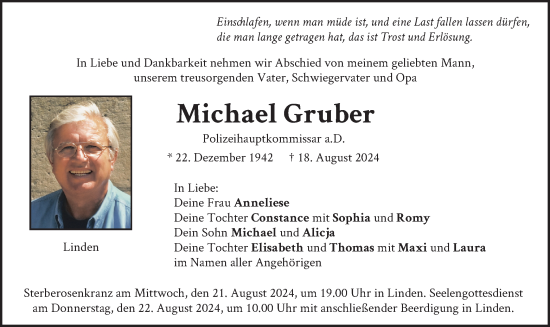 Traueranzeige von Michael Gruber von merkurtz