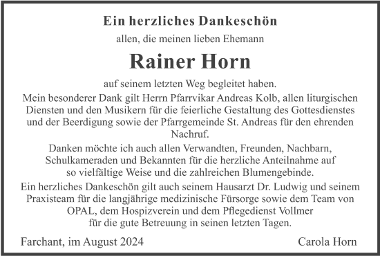 Traueranzeige von Rainer Horn