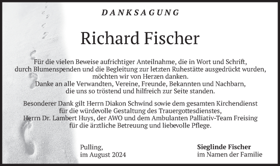 Traueranzeige von Richard Fischer von merkurtz