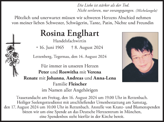 Traueranzeige von Rosina Englhart von merkurtz