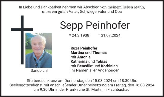 Traueranzeige von Sepp Peinhofer von merkurtz