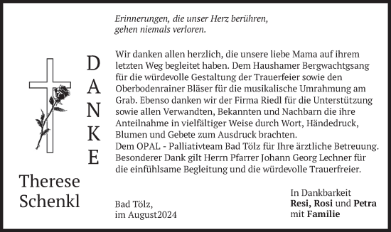 Traueranzeige von Therese Schenkl von merkurtz