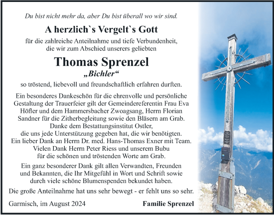 Traueranzeige von Thomas Sprenzel von merkurtz