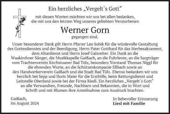 Traueranzeige von Werner Gorn von merkurtz