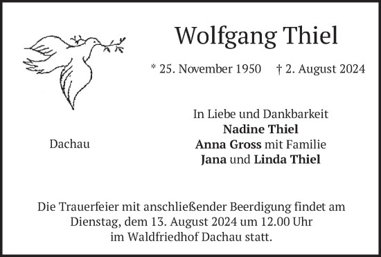 Traueranzeige von Wolfgang Thiel von merkurtz