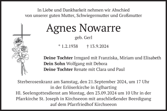 Traueranzeige von Agnes Nowarre von merkurtz