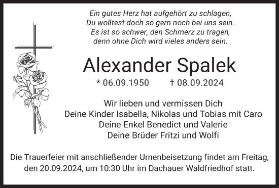 Traueranzeige von Alexander Spalek von merkurtz