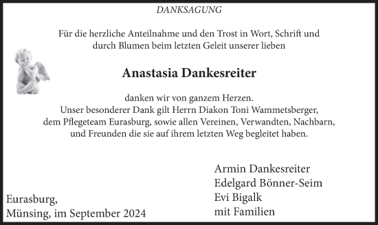 Traueranzeige von Anastasia Dankesreiter von merkurtz