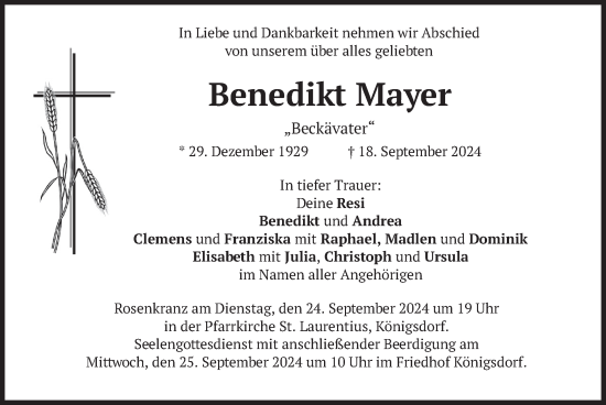 Traueranzeige von Benedikt Mayer von merkurtz