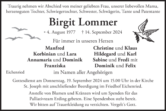 Traueranzeige von Birgit Lommer von merkurtz