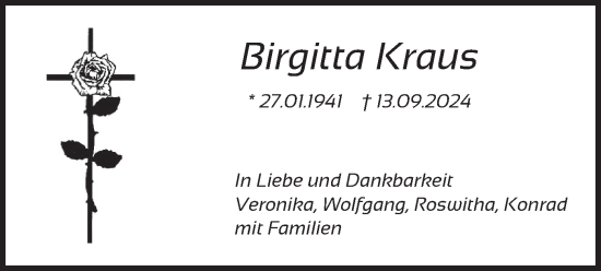 Traueranzeige von Birgitta Kraus von merkurtz