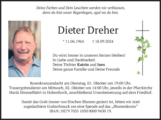 Traueranzeige von Dieter Dreher von merkurtz