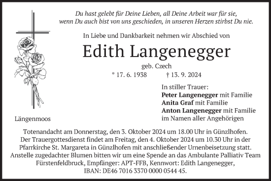 Traueranzeige von Edith Langenegger von merkurtz