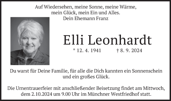 Traueranzeige von Elli Leonhardt von merkurtz