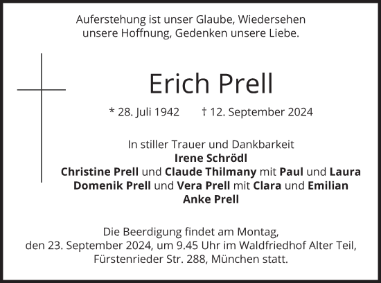 Traueranzeige von Erich Prell von merkurtz