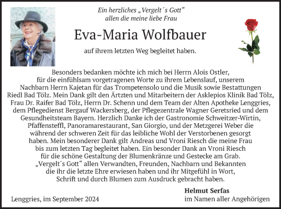Traueranzeige von Eva-Maria Wolfbauer von merkurtz